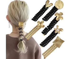 No Damage Soft Elastic Spiral Hair Ties, Phone Cord Hair Ties Spiral Ponytail Holders for Thin Hair & Thick Hair (6Pcs)