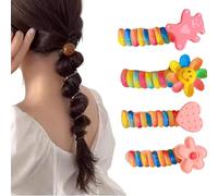No Damage Soft Elastic Spiral Hair Ties, Twisted Hair Wire Pony Hairwire, Soft Pearl Braided Telephone Elastic Spiral Hairs Ties for Women (Style G)