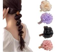 No Damage Soft Elastic Spiral Hair Ties, Twisted Hair Wire Pony Hairwire, Soft Pearl Braided Telephone Elastic Spiral Hairs Ties for Women (Style F)