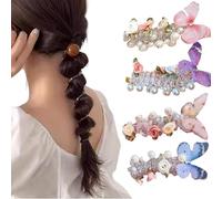 No Damage Soft Elastic Spiral Hair Ties, Twisted Hair Wire Pony Hairwire, Soft Pearl Braided Telephone Elastic Spiral Hairs Ties for Women (Style B)