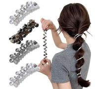 No Damage Soft Elastic Spiral Hair Ties, Twisted Hair Wire Pony Hairwire,Twisted Hair Wire Pony Hairwire, Phone Cord Hair Bands for Women & Girls (Pearl)