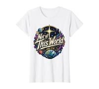 No de Este Mundo Espacial Juan 17 Oración Citas de la Biblia Católica Camiseta gráfica económica, Mujer, Blanco, M