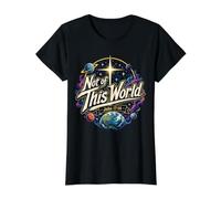 No de Este Mundo Espacial Juan 17 Oración Citas de la Biblia Católica Camiseta gráfica económica, Mujer, Negro, XL