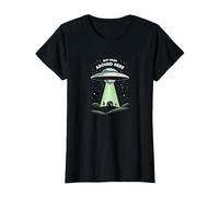 No de por aquí: Humor de Ciencia ficción para visitantes alienígenas Camiseta, Mujer, Negro, XS