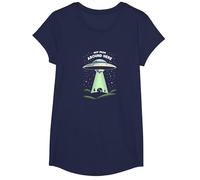 No de por aquí: Humor de Ciencia ficción para visitantes alienígenas Camiseta, Niñas, Azul Marino, L