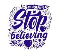 No dejes de creer con diseño caligráfico y tipográfico de letras dibujadas a mano. Pegatinas de tallado fino 54.6x56.9cm Decoración artística Azul oscuro