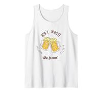 ¡No desperdicies la espuma! Regalo retro divertido para amantes de la cerveza Camiseta sin Mangas