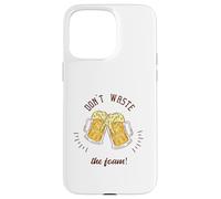¡No desperdicies la espuma! Regalo retro divertido para amantes de la cerveza Carcasa para iPhone 15 Pro Max
