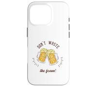 ¡No desperdicies la espuma! Regalo retro divertido para amantes de la cerveza Carcasa para iPhone 16 Pro