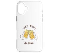 ¡No desperdicies la espuma! Regalo retro divertido para amantes de la cerveza Carcasa para iPhone 16 Plus