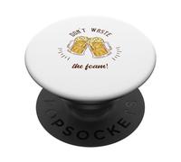 ¡No desperdicies la espuma! Regalo retro divertido para amantes de la cerveza PopSockets PopGrip Adhesivo