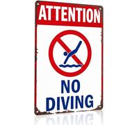 No Diving Warning Funny Metal Sign for Inground Pool Tub Area 8 X 12 in