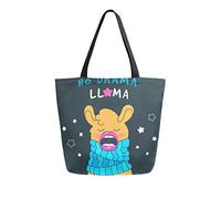 No Drama Cute Llama Canvas Tote Bag Reutilizable Grocery Bags Tote Bolsa de transporte con asas