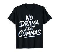 No Drama Just Commas Memes Gramática Puntuación - Camiseta