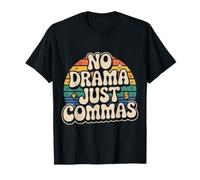 No Drama Just Commas Memes Gramática Puntuación - Camiseta