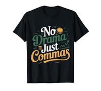 No Drama Just Commas Memes Gramática Puntuación Camiseta