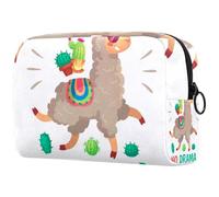 No Drama Llama con Cactus Neceser para Mujer, Neceser de Viaje, Bolsa organizadora de maquillaje grande con cremallera, multicolor, 18.5x7.5x13cm/7.3x3x5.1in, Neceser