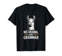 No Drama Solo Gramática Llama Humor Camiseta