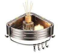 No Drill Bathroom Shower Shelf - Adhesive Storage Rack, Wall Mounted Organizer | Durable ABS & Carbon Steel, Rustproof and Easy to Install, Perfect for Soap Shampoo Body Wash Home Kitchen 24x24x5.5 cm