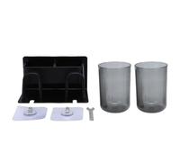 No Drill Toothbrush Holder | 2 Cup Adhesive Bathroom Organizer (Negra)