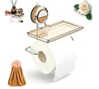 No Drilling Suction Stainless Steel Toilet Paper Holder with Shelf (A-1)
