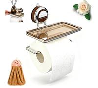 No Drilling Suction Stainless Steel Toilet Paper Holder with Shelf (B-1)
