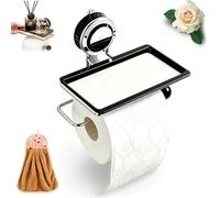 No Drilling Suction Stainless Steel Toilet Paper Holder with Shelf (C-1)