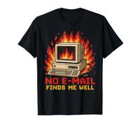 No Email Finds Me Well Funny Pixel Art Ordenador Oficina Trabajo Camiseta gráfica económica, Hombre, Negro, XL