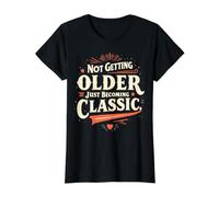 No envejecer Solo Convertirse en clásico Camiseta gráfica económica, Mujer, Negro, S
