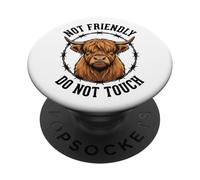 No es amigable No Tocar Highland Cow Alambre de púas PopSockets PopGrip Adhesivo