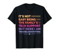 No es fácil ser el Soporte técnico de la Familia - Vintage Camiseta gráfica económica, Hombre, Negro, XL