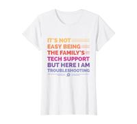 No es fácil ser el Soporte técnico de la Familia - Vintage Camiseta gráfica económica, Mujer, Blanco, XS