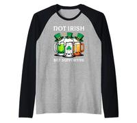 No es irlandés, Pero apoya la Bandera Irlandesa, Divertido Día de San Patricio Camiseta Manga Raglan