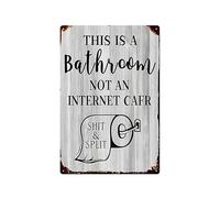 No es un cuarto de baño, cibercafé y letrero de estaño dividido decorativo acabado antiguo para el baño del hogar regalo de baño letrero de baño de metal humorístico
