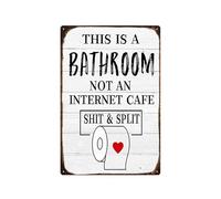 No es un cuarto de baño, cibercafé y letrero de estaño dividido decorativo acabado antiguo para el baño del hogar regalo de baño letrero de baño de metal humorístico