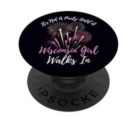 No es una Fiesta hasta Que una Chica de Wisconsin Camina en Wisconsin PopSockets PopGrip Adhesivo