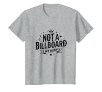 No es una Valla publicitaria Mi Cuerpo: empoderando la autoexpresión Camiseta, Niños, Gris Jaspeado, 10 años