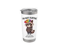 No estoy coqueteando, solo soy caliente y me gusta hablar de mapache divertido Vaso térmico de acero inoxidable de doble pared