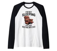 No Estoy durmiendo Estoy descansando mis Ojos Papá Broma Hombres Divertidos Camiseta Manga Raglan