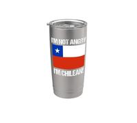 No estoy enojado Chileno Chile Bandera Chileno-Americana Vaso térmico de acero inoxidable de doble pared
