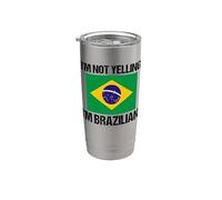 No estoy gritando bandera brasileña país cita Brasil B Vaso térmico de acero inoxidable de doble pared
