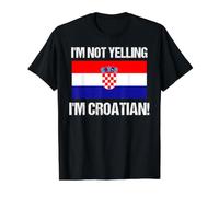 No Estoy Gritando Bandera Internacional croata Descendencia de Croacia Camiseta gráfica económica, Hombre, Negro, M
