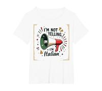 No Estoy Gritando Soy Italiano Divertido Pizza megáfono Camiseta, Mujer Tallas Grandes, Blanco, 1XL Grande