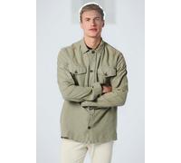 No Excess Overshirt Button Closure Garment Dyed With Linen Smoke Green Talla: S | Chaquetas Finas Outlet | Hombre | Blanco