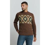 No Excess Pullover Crewneck Jacquard Pattern With Silk Brown Talla: L | Jerséis Outlet | Hombre | Marrón