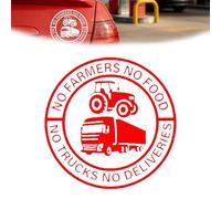 No Farmers No Food No Trucks No Deliveries Vinyl Sticker, 140mm Car Decal Weatherproof Bumper Sticker Vinyl Decals for Car, Truck, Toolbox & Wall, Windows, Easy to Apply(Red)