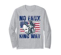 No Faux King Way Patriotic USA Juego de Palabras Divertido y audaz Libertad Manga Larga