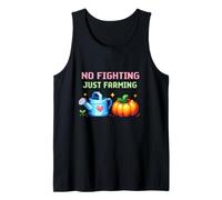 No Fighting Just Farming Juego Cozy Pixel Calabaza Camiseta sin Mangas