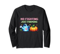 No Fighting Just Farming Juego Cozy Pixel Calabaza Manga Larga