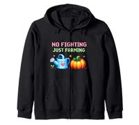 No Fighting Just Farming Juego Cozy Pixel Calabaza Sudadera con Capucha